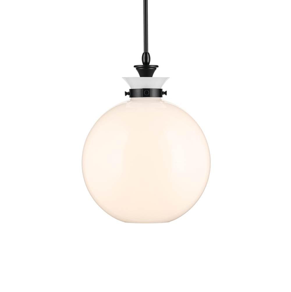 KICHLER 52779BK Laria 15 Inch 1 Light Pendant With Opal Glass In Black