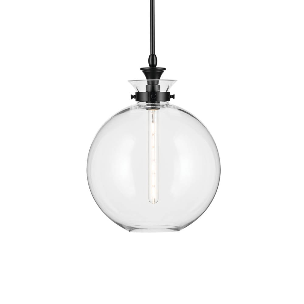 KICHLER 52779BKCLR Laria 15 Inch 1 Light Pendant With Clear Glass In Black