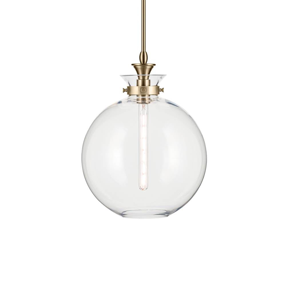 KICHLER 52779CPZCLR Laria 15 Inch 1 Light Pendant With Clear Glass In Champagne Bronze