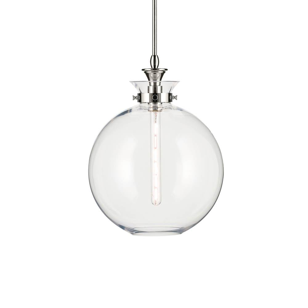 KICHLER 52779PNCLR Laria 15 Inch 1 Light Pendant With Clear Glass In Polished Nickel
