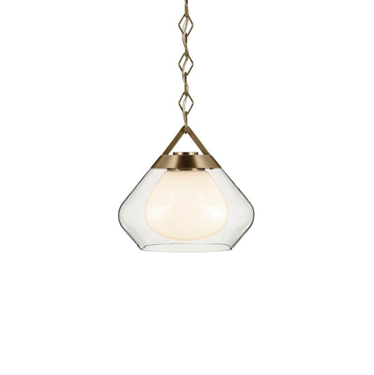 KICHLER 52782CPZ Nella 12 Inch 1 Light Pendant with Clear Outer Glass with Opal Interior Glass in Champagne Bronze
