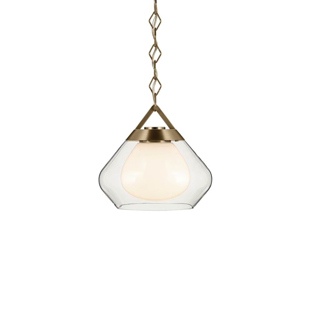 KICHLER 52782CPZ Nella 12 Inch 1 Light Pendant With Clear Outer Glass With Opal Interior Glass In Champagne Bronze