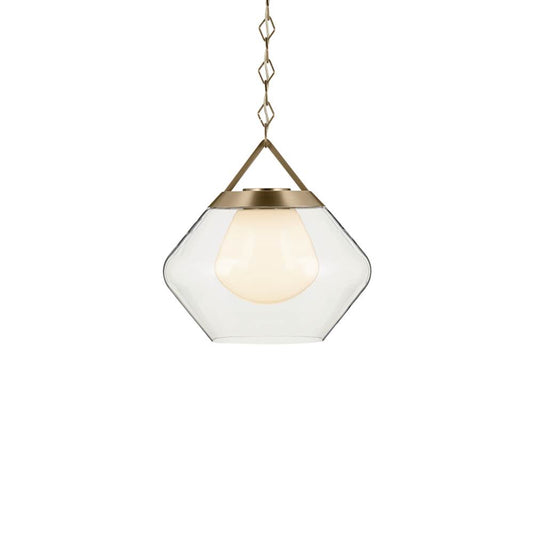KICHLER 52783CPZ Nella 16 Inch 1 Light Pendant with Clear Outer Glass with Opal Interior Glass in Champagne Bronze