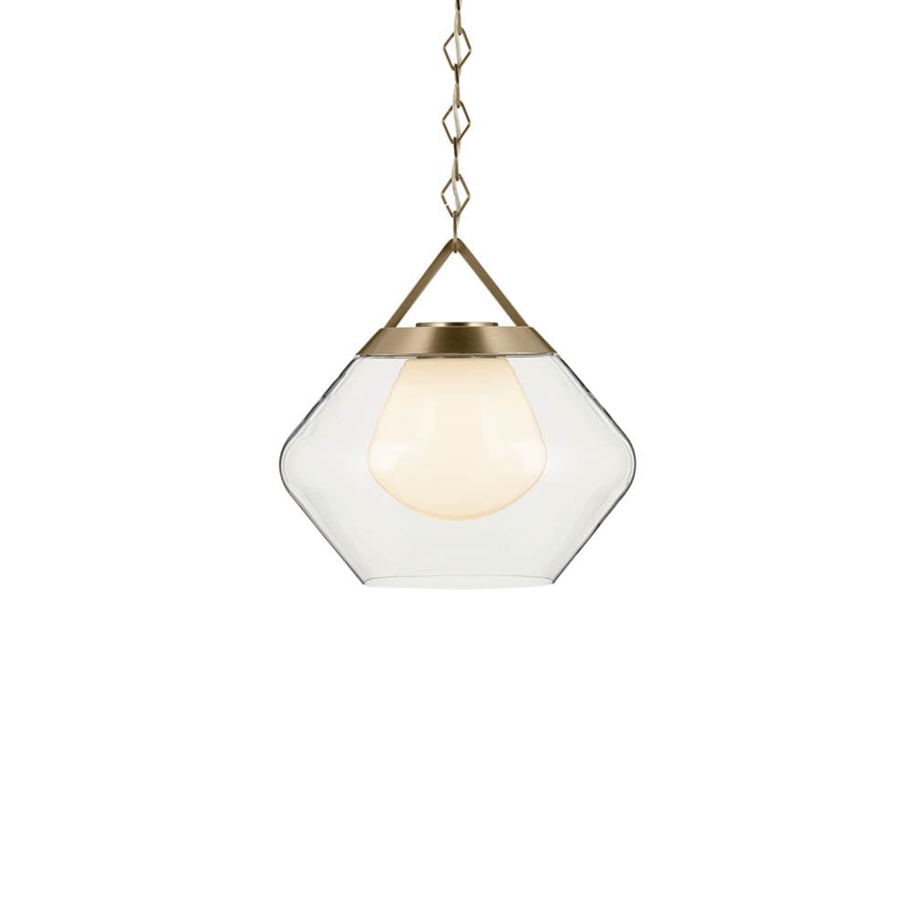 KICHLER 52783CPZ Nella 16 Inch 1 Light Pendant With Clear Outer Glass With Opal Interior Glass In Champagne Bronze