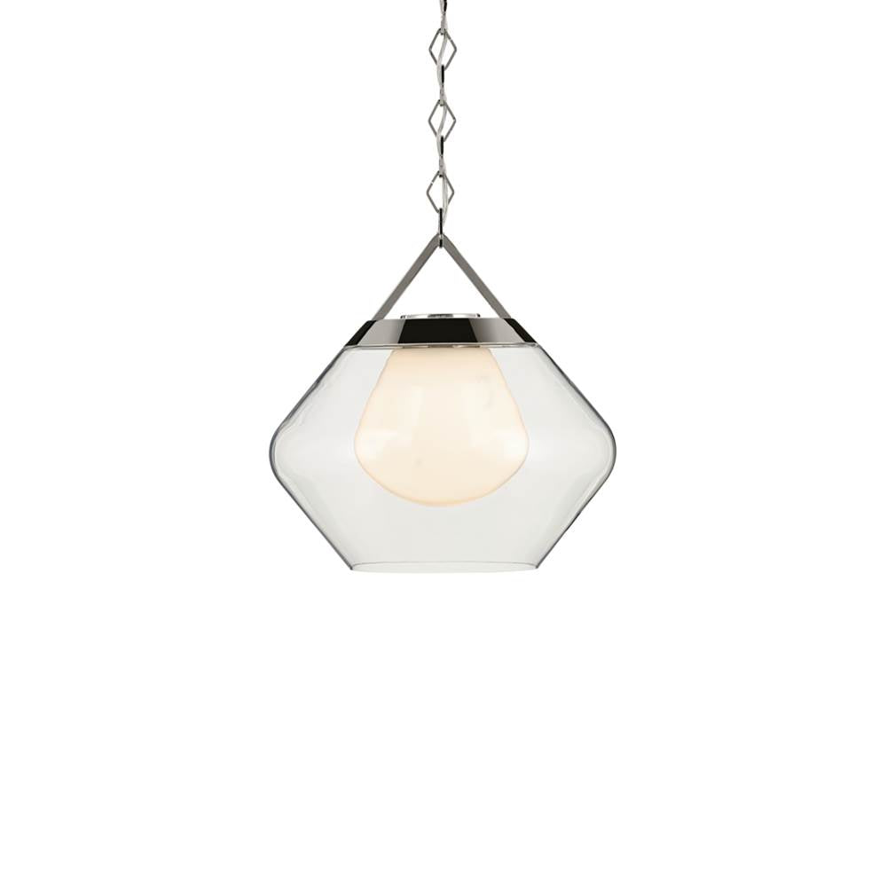 KICHLER 52783PN Nella 16 Inch 1 Light Pendant With Clear Outer Glass With Opal Interior Glass In Polished Nickel
