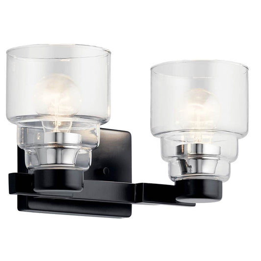 KICHLER 55011BK Vionnet 14.5" 2 Light Vanity Light with Clear Glass in Black