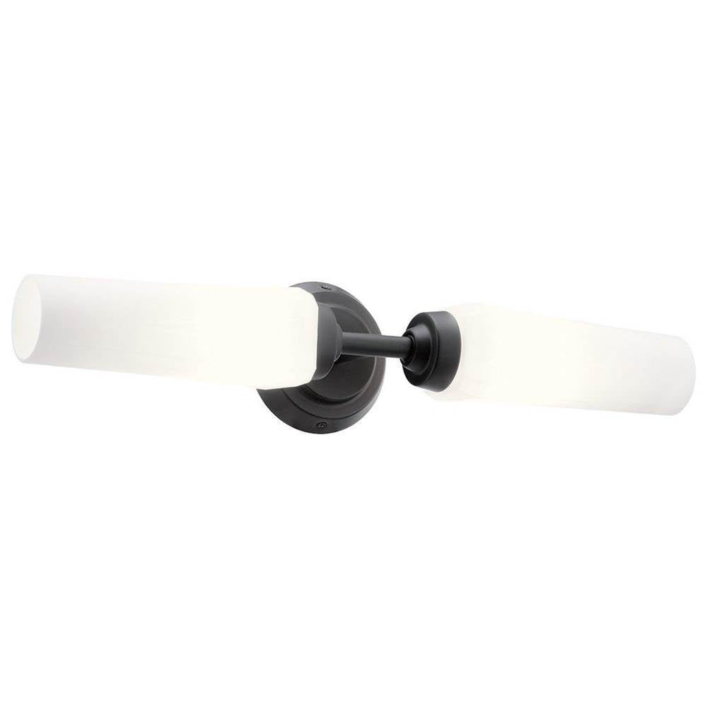 KICHLER 55074BK Truby 19.75" 2 Light Vanity Light with Satin Etched Cased Opal Glass Polished Nickel