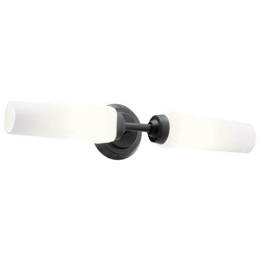 KICHLER 55074BK Truby 19.75" 2 Light Vanity Light with Satin Etched Cased Opal Glass Polished Nickel