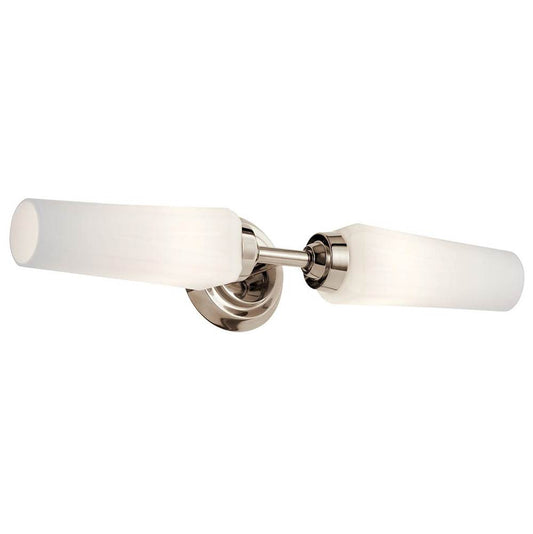 KICHLER 55074PN Truby 19.75" 2 Light Vanity Light with Satin Etched Cased Opal Glass Polished Nickel