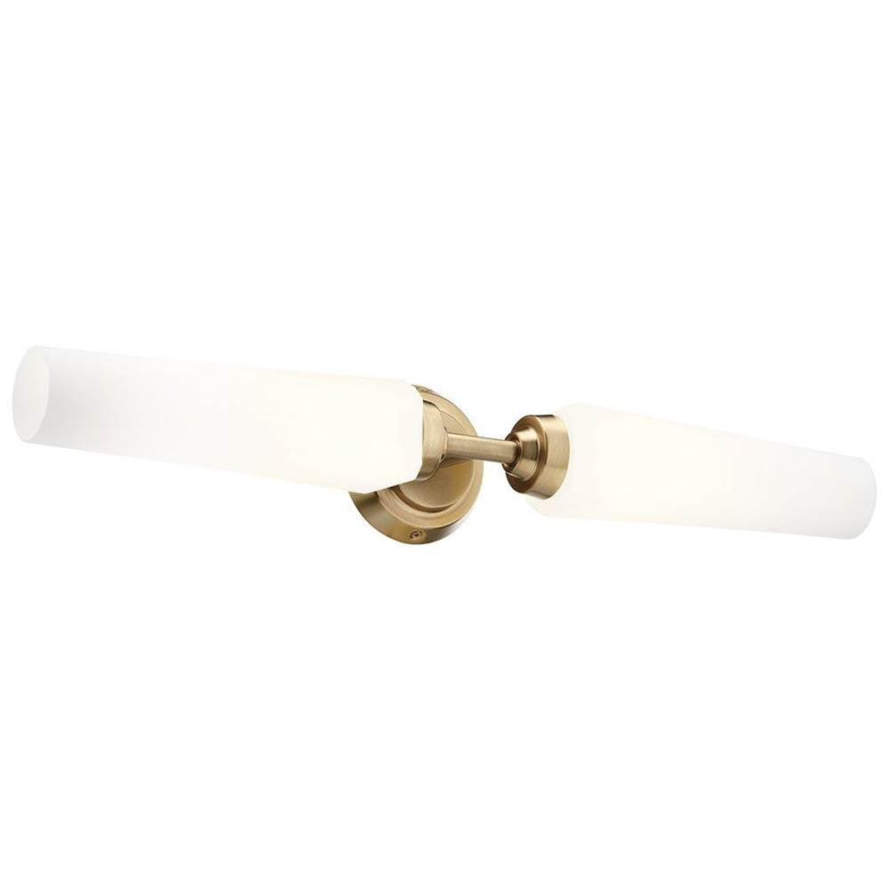 KICHLER 55075CPZ Truby 24.75" 2 Light Vanity Light with Satin Etched Cased Opal Glass Polished Nickel