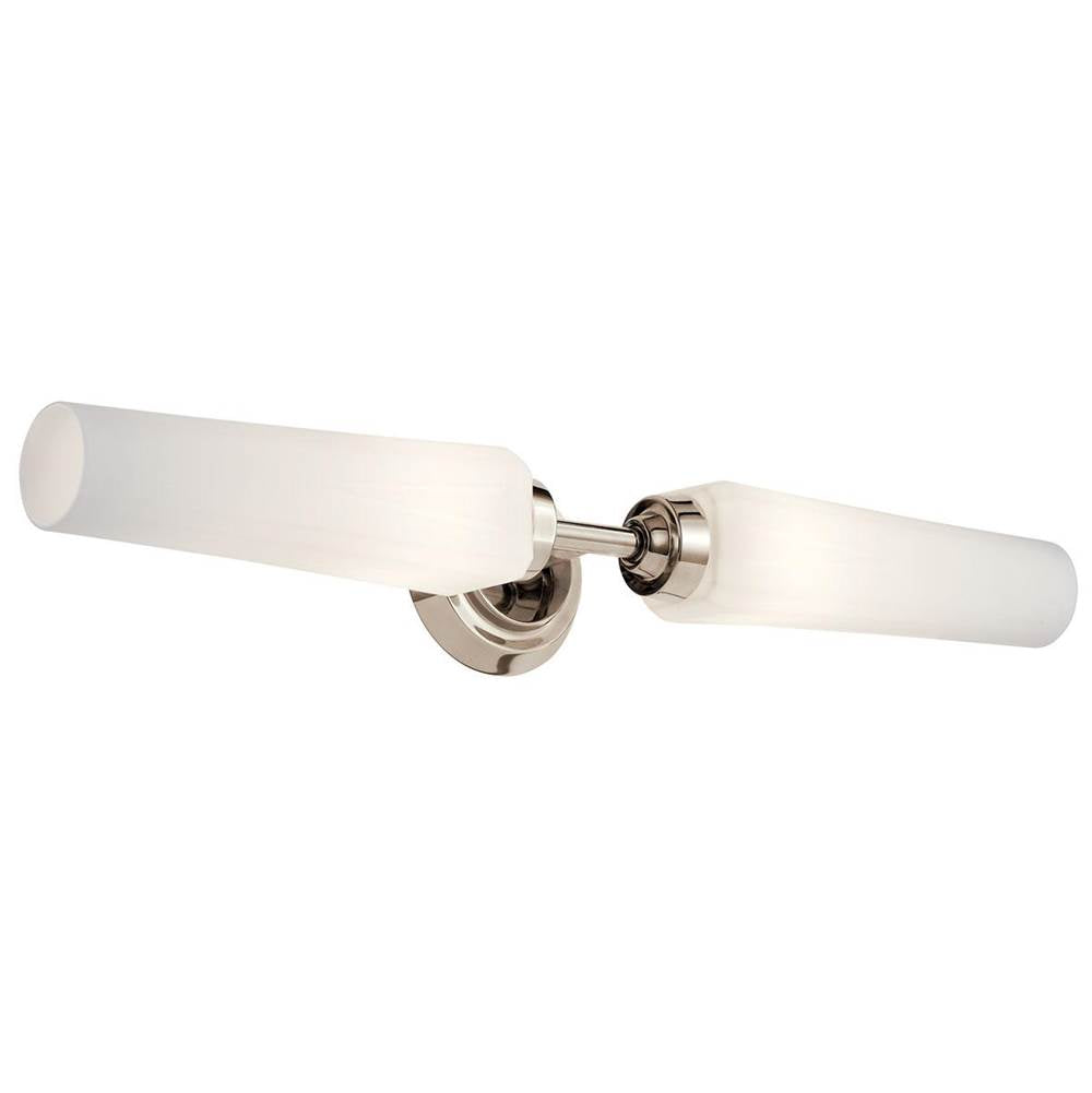 KICHLER 55075PN Truby 24.75" 2 Light Vanity Light with Satin Etched Cased Opal Glass Polished Nickel
