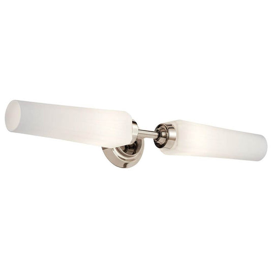KICHLER 55075PN Truby 24.75" 2 Light Vanity Light with Satin Etched Cased Opal Glass Polished Nickel