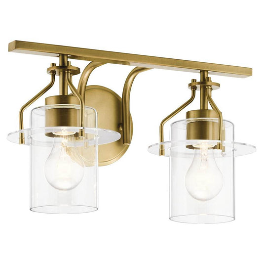 KICHLER 55078NBR Everett 16 Inch 2 Light Vanity Light with Clear Glass in Polished Nickel