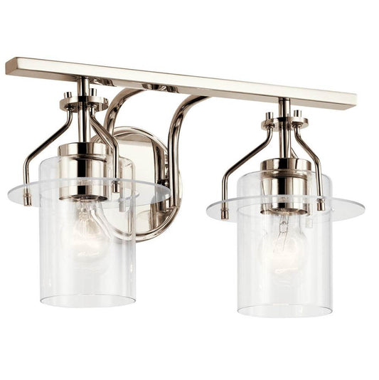 KICHLER 55078PN Everett 16 Inch 2 Light Vanity Light with Clear Glass in Polished Nickel