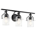 KICHLER 55079BK Everett 34 Inch 3 Light Vanity Light with Clear Glass in Black