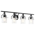 KICHLER 55080BK Everett 24 Inch 4 Light Vanity Light with Clear Glass in Black