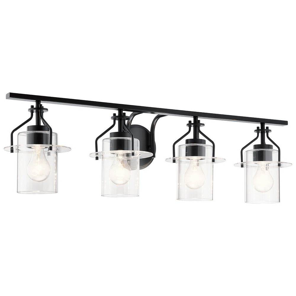 KICHLER 55080BK Everett 24 Inch 4 Light Vanity Light with Clear Glass in Black