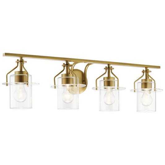 KICHLER 55080NBR Everett 24 Inch 4 Light Vanity Light with Clear Glass in Polished Nickel