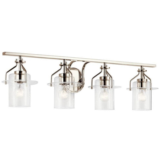 KICHLER 55080PN Everett 24 Inch 4 Light Vanity Light with Clear Glass in Polished Nickel