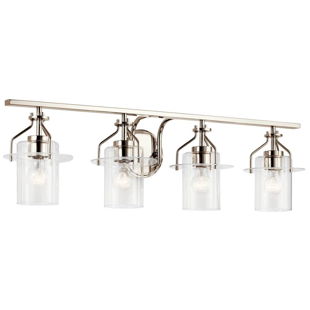 KICHLER 55080PN Everett 24 Inch 4 Light Vanity Light with Clear Glass in Polished Nickel