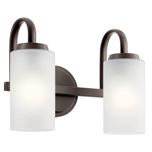 KICHLER 55086OZ Kennewick 1 Light Wall Sconce with Etched Glass Olde Bronze