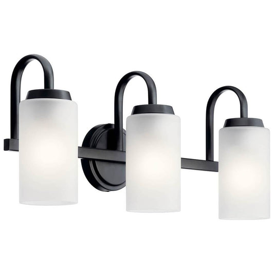 KICHLER 55087BK Kennewick 2 Light Vanity Light with Etched Glass Olde Bronze
