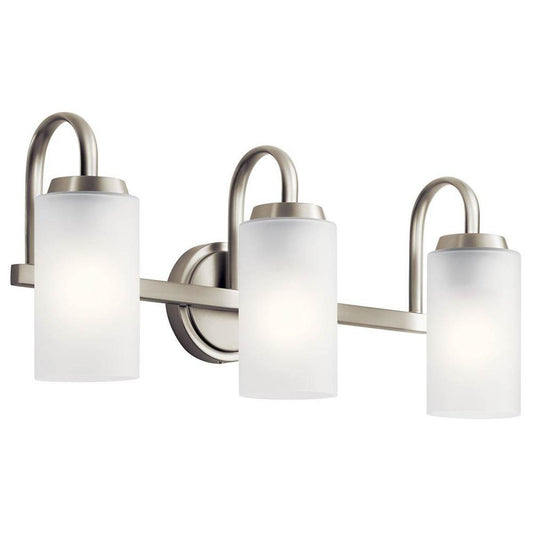 KICHLER 55087NI Kennewick 2 Light Vanity Light with Etched Glass Brushed Nickel