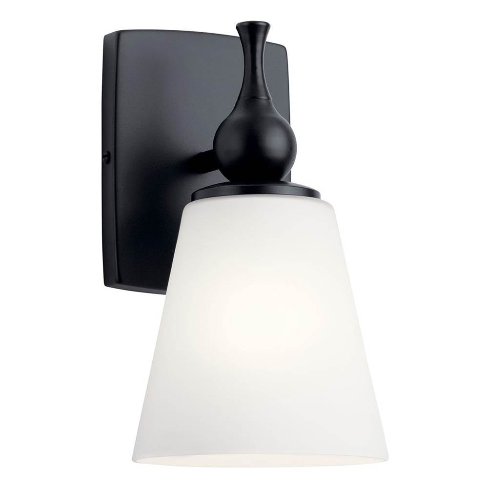 KICHLER 55090BK Cosabella 6" 1 Light Wall Sconce with Etched White Glass Black