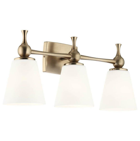 KICHLER 55092CPZ Cosabella 24" 3 Light Vanity Light with Etched White Glass Champagne Bronze