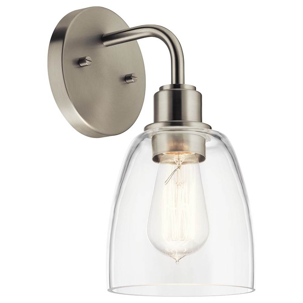 KICHLER 55100NI Meller 11" 1 Light Wall Sconce with Clear Glass Black