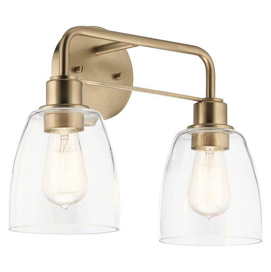 KICHLER 55101CPZ Meller 15" 2 Light Vanity Light with Clear Glass Black