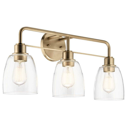 KICHLER 55102CPZ Meller 24" 3 Light Vanity Light with Clear Glass Black