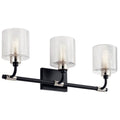 KICHLER 55107BK Harvan 25" 3 Light Vanity Light with Clear Ribbed Glass Black