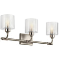 KICHLER 55107SN Harvan 25" 3 Light Vanity Light with Clear Ribbed Glass Satin Nickel