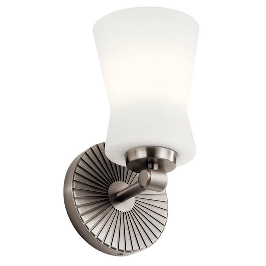 KICHLER 55115CLP Brianne 9.5" 1 Light Wall Sconce with Satin Etched Cased Opal Glass Classic Pewter