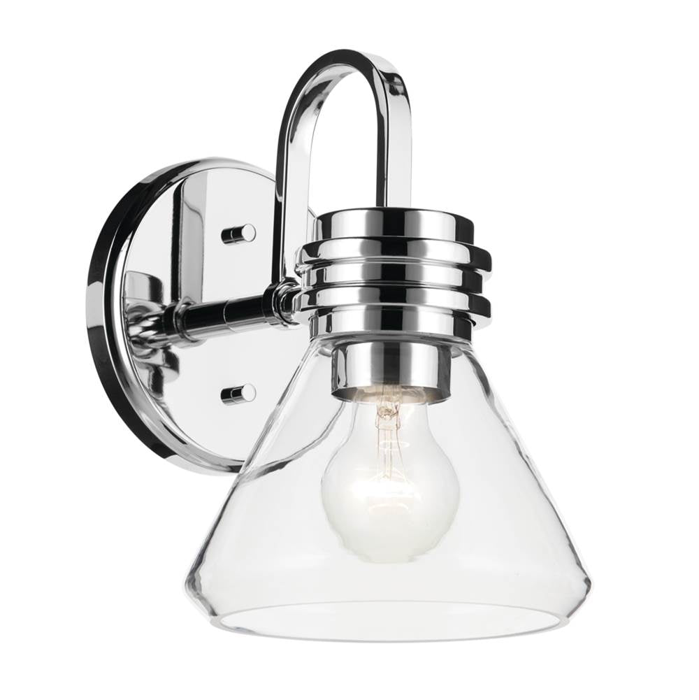 KICHLER 55153CHCLR Farum 9.5" 1-Light Wall Sconce with Clear Glass in Chrome