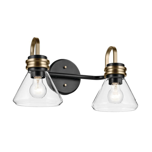KICHLER 55154BKCLR Farum 19.25" 2-Light Vanity Light with Clear Glass in Black