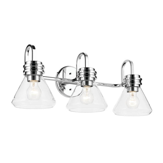 KICHLER 55155CHCLR Farum 26" 3-Light Vanity Light with Clear Glass in Chrome