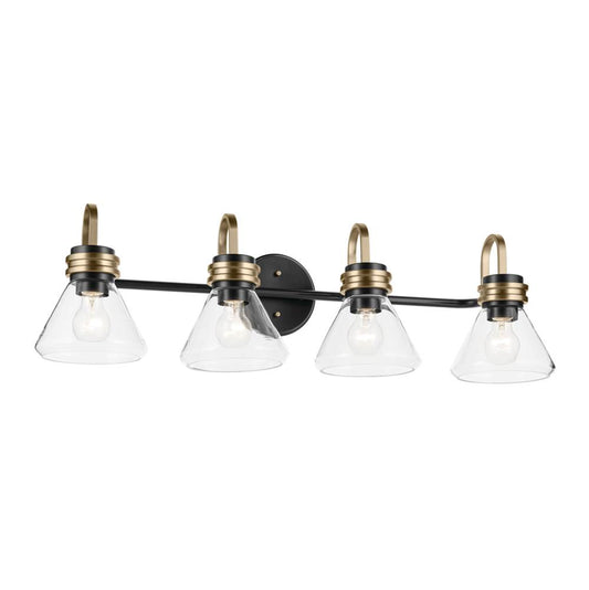 KICHLER 55156BKCLR Farum 34" 4-Light Vanity Light with Clear Glass in Black
