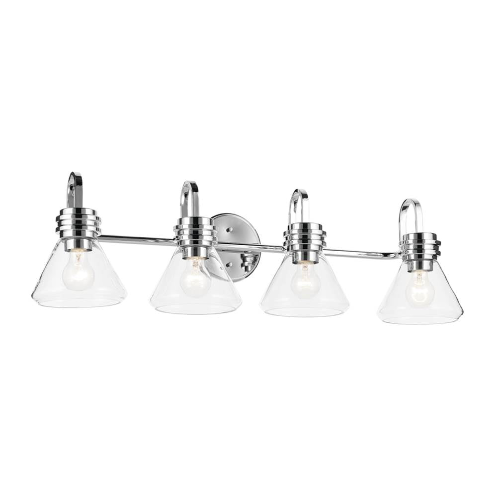 KICHLER 55156CHCLR Farum 34" 4-Light Vanity Light with Clear Glass in Chrome