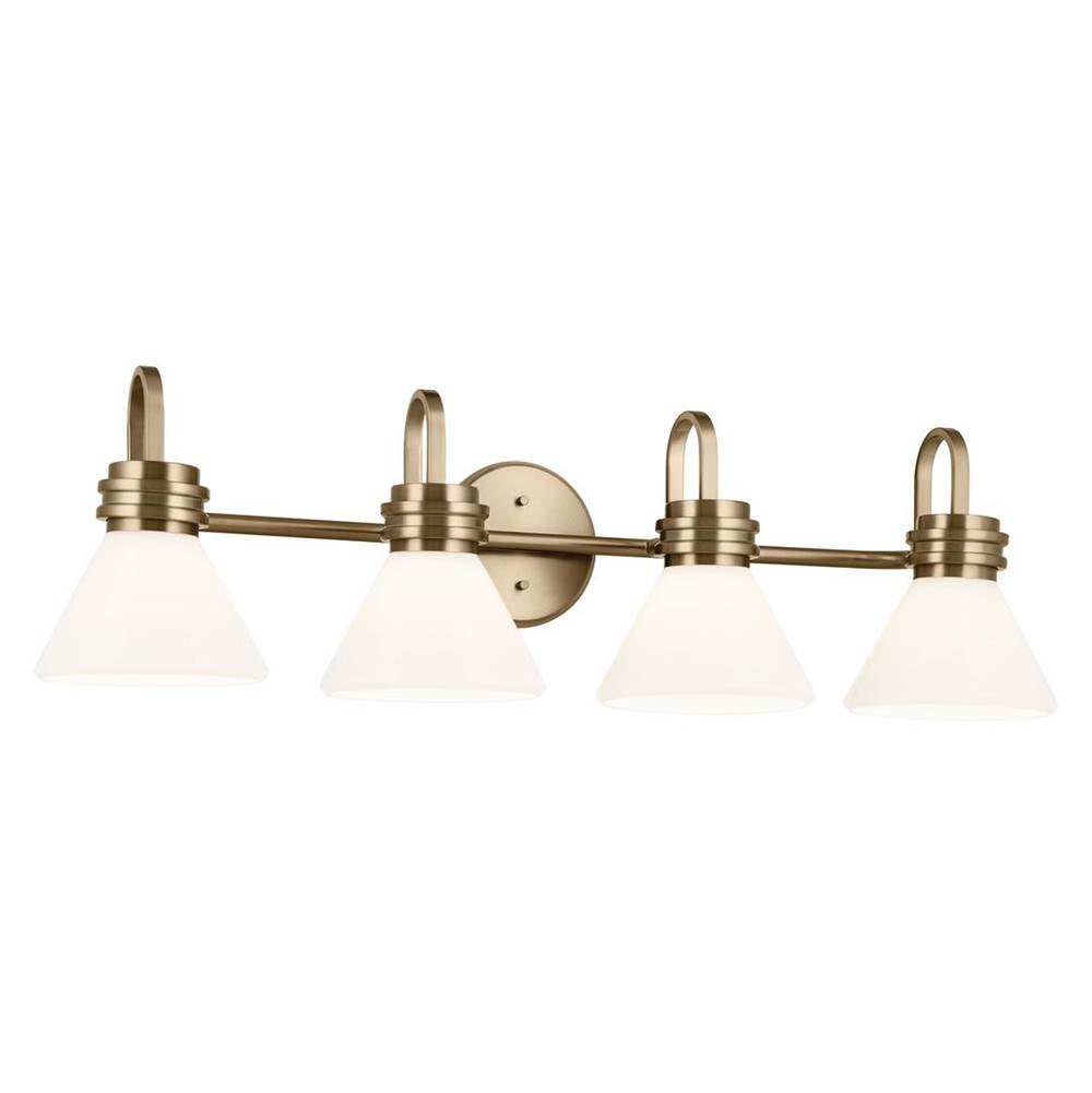 KICHLER 55156CPZ Farum 34 Inch 4 Light Vanity with Opal Glass in Champagne Bronze