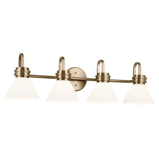 KICHLER 55156CPZ Farum 34 Inch 4 Light Vanity with Opal Glass in Champagne Bronze