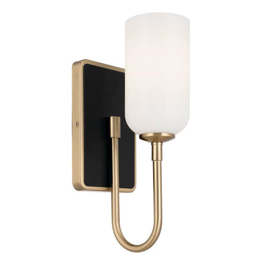 KICHLER 55161CPZ Solia 13.5 Inch 1 Light Wall Sconce with Opal Glass in Champagne Bronze with Black