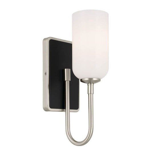 KICHLER 55161NI Solia 13.5 Inch 1 Light Wall Sconce with Opal Glass in Brushed Nickel with Black