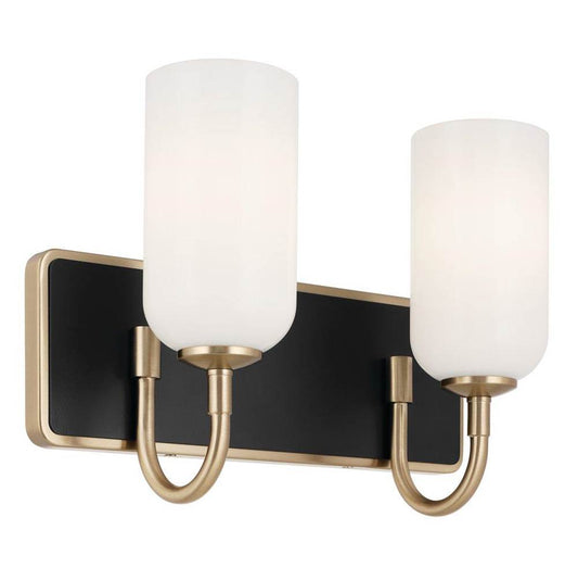 KICHLER 55162CPZ Solia 14.25 Inch 2 Light Vanity with Opal Glass in Champagne Bronze with Black