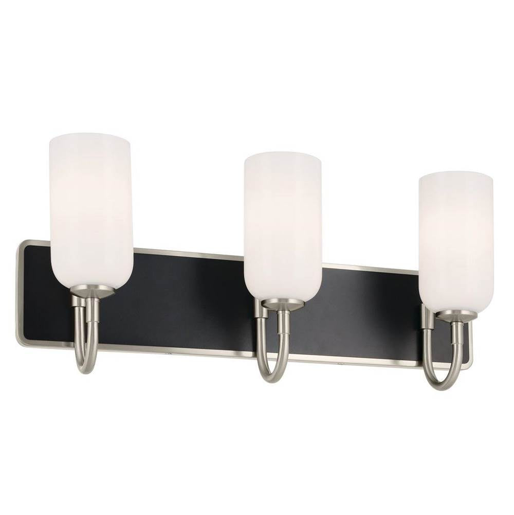 KICHLER 55163NI Solia 24 Inch 3 Light Vanity with Opal Glass in Brushed Nickel with Black