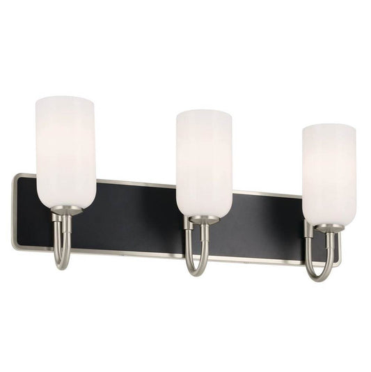 KICHLER 55163NI Solia 24 Inch 3 Light Vanity with Opal Glass in Brushed Nickel with Black