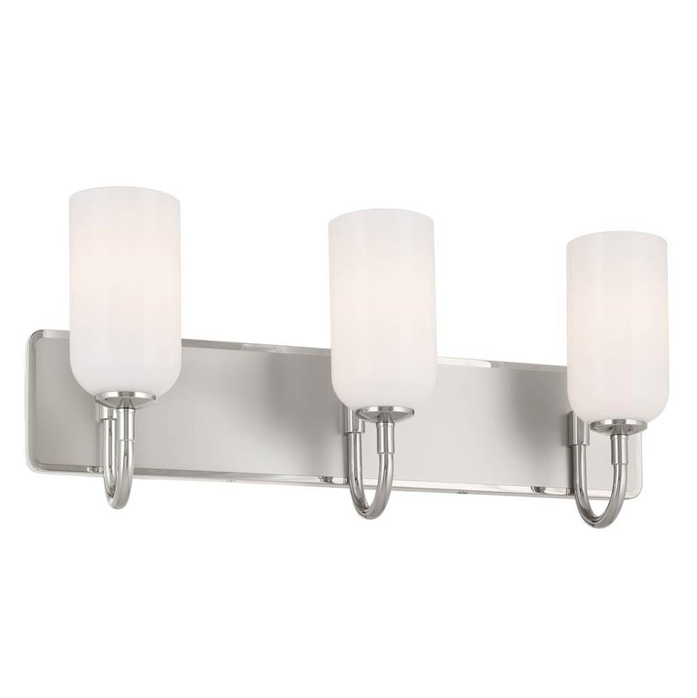 KICHLER 55163PN Solia 24 Inch 3 Light Vanity with Opal Glass in Polished Nickel with Stain Nickel