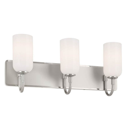KICHLER 55163PN Solia 24 Inch 3 Light Vanity with Opal Glass in Polished Nickel with Stain Nickel