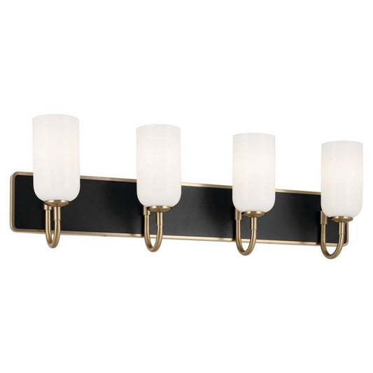 KICHLER 55164CPZ Solia 32 Inch 4 Light Vanity with Opal Glass in Champagne Bronze with Black